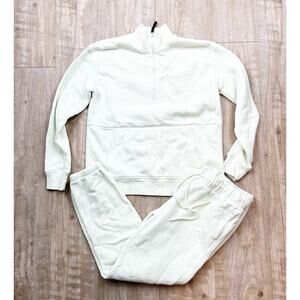 Reebok 1/2 Zip Pullover Sweatshirt Jogger Sweatpants Matching Set Green XS